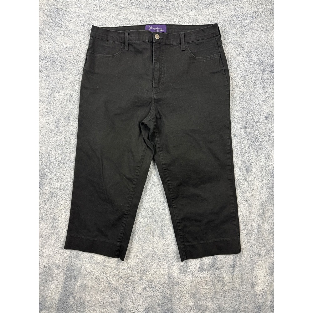 NYDJ Womens 14 Black Capri Pants Lift Tuck Stretch Cropped Trousers 9991